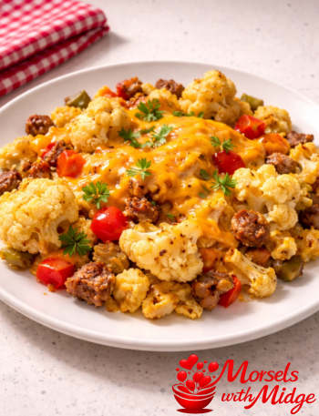 Cheesy Cauliflower & Sausage Scramble