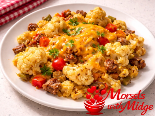 Cheesy Cauliflower & Sausage Scramble