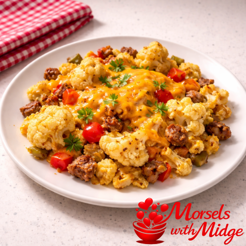 Cheesy Cauliflower & Sausage Scramble